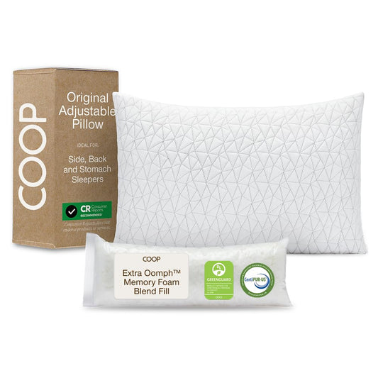Coop Home Goods Original Adjustable Pillow, Queen Size Bed Pillows for Sleeping, Cross Cut Memory Foam Pillows - Medium Firm Back, Stomach and Side Sleeper Pillow, CertiPUR-US/GREENGUARD Gold 🍁 All In One Marketplace Canada