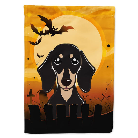 Caroline's Treasures BB1773CHF Halloween Smooth Black and Tan Dachshund House Flag Large Porch Sleeve Pole Decorative Outside Yard Banner Artwork Wall Hanging, Polyester, House Size, Multicolor