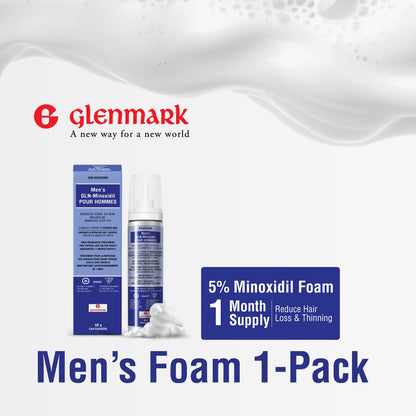 Glenmark | Minoxidil 5% Hair Regrowth Foam for Men, Aerosol Can, 1 Month Treatment (60 gr) – Mess-Free, Fast-Drying Formula for Thinning Hair & Hair Loss – Reactivates Follicles 🍁 All In One Marketplace Canada