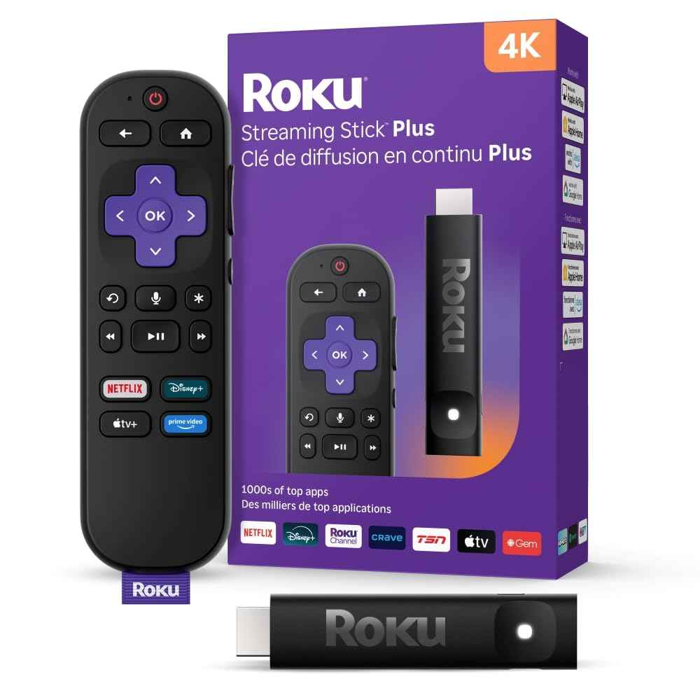 Roku® Streaming Stick™ Plus 2025 – 4K and HDR Roku Streaming Device for TV with Voice Remote – Free and Live TV 🍁 All In One Marketplace Canada