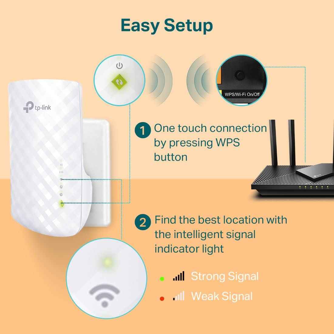 TP-Link AC750 WiFi Extender (RE220) - Covers Up to 1,200 Sq.ft and 20 Devices, Up to 750Mbps, Dual Band WiFi Range Extender, WiFi Booster to Extend Range of WiFi Internet Connection 🍁 All In One Marketplace Canada