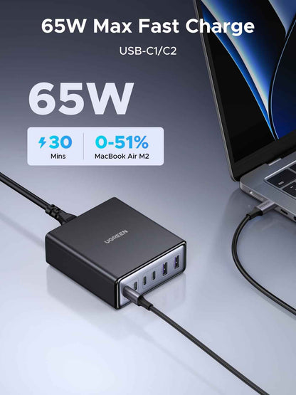 UGREEN 100W 6-Port GaN USB C Charging Station, Desktop Charger Block with 4 USB C and 2 USB A Fast Charging Compatible for MacBook Pro/Air, XPS, iPad, iPhone 17/16, Galaxy S26/S25/S24, Pixel 10/9 🍁 All In One Marketplace Canada