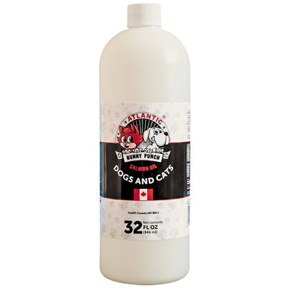 Bunny Punch Pure Atlantic Salmon Oil for Dogs & Cats - Liquid Food Topper - 32 oz 🍁 All In One Marketplace Canada