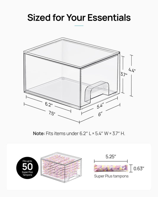 Vtopmart 4 Pack Stackable Makeup Organizer Storage Drawers, Acrylic Bathroom Organizers，Clear Plastic Storage Bins For Vanity, Undersink, Kitchen Cabinets, Pantry, Home Organization and Storage 🍁 All In One Marketplace Canada