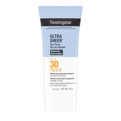 Neutrogena Sunscreen Lotion SPF 30, Ultra Sheer Dry-Touch Sun Cream, Oxybenzone-free, Dermatologist-tested, Water Resistant & Non-Greasy, 147mL 🍁 All In One Marketplace Canada