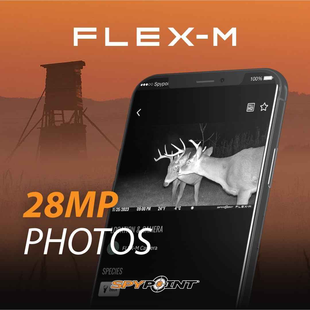 SPYPOINT Flex-M Cellular Trail Camera - Best Value in Hunting Accessories, No WiFi Needed & GPS-Enabled, Hunting Night Vision, IP65 Water-Resistant, 28MP Photos, 720p Videos + Sound (Pack of 1) 🍁 All In One Marketplace Canada