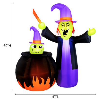 Occasions Halloween 5 Foot Inflatable Animated Witch with Cauldron