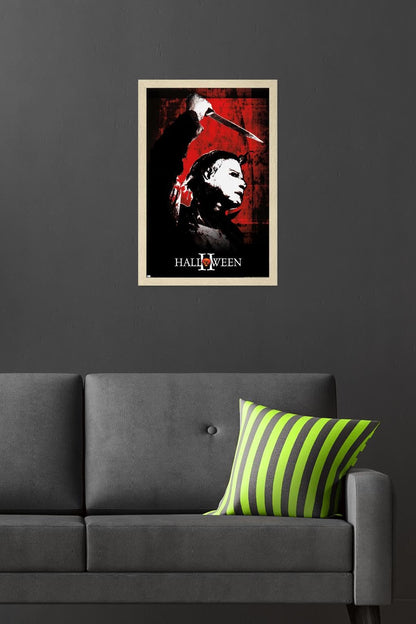 Halloween II - Red Wall Poster, 22.4L" x 14.7W", Blonde Framed Version