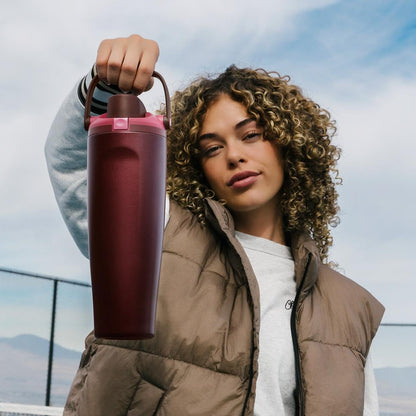 Owala FreeSip Sway Insulated Stainless Steel Water Bottle with Two-Way Spout, Built-In Straw and Bucket Handle, Made for Travel, School, and Sports, 40oz, BPA Free, Leak Proof, Black Cherry 🍁 All In One Marketplace Canada