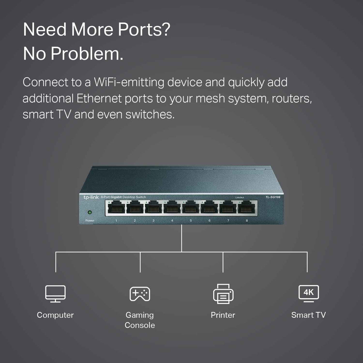 TP-Link TL-SG108 | 8 Port Gigabit Unmanaged Ethernet Network Switch, Ethernet Splitter | Plug & Play | Fanless Metal Design | Shielded Ports | Traffic Optimization | Limited Lifetime Protection 🍁 All In One Marketplace Canada