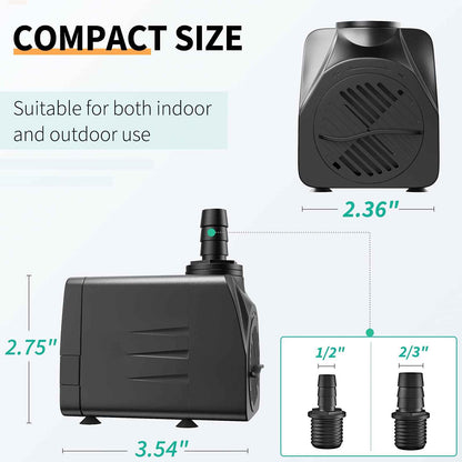Pawfly 400 GPH Submersible Water Pump 25W 7ft. High Lift Quiet Pump with 6ft Power Cord for Fountain Aquarium Fish Tank 🍁 All In One Marketplace Canada