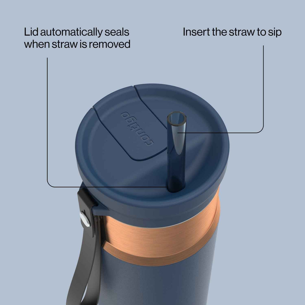 Contigo SnapSeal 24 oz Water Bottle w/Carry Strap & Reusable Straw | Vacuum-Insulated Stainless Steel for Hot & Cold Drinks | Spill-Proof Lid | BPA & Lead-Free | Dishwasher Safe 🍁 All In One Marketplace Canada