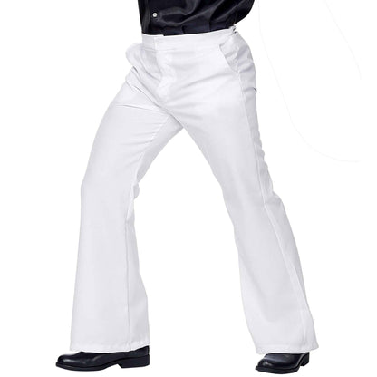 Widmann 70s Groovy Style Retro Flared Trousers Fancy Dress, Adult Unisex, Wide-Leg Disco Cut Comfortable Fabric, Suitable for Halloween, Carnival and Themed Events and Celebrations - White - L/XL