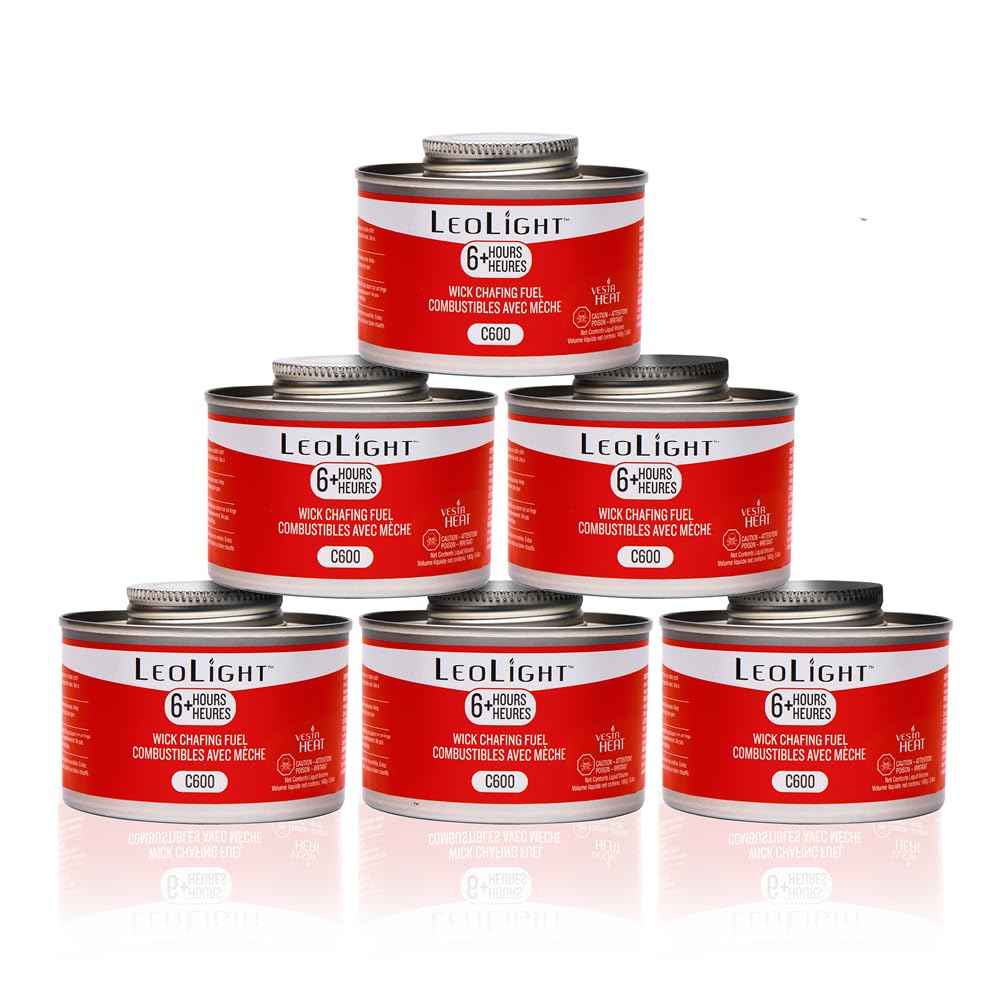 6 Pack Chafing Fuel 6 Hour Burn – Odorless, Smokeless & Spill-Proof Wick, 7.8oz Food Warmer Fuel for Chafing Dish Buffet Set & Catering Use, LeoLight 🍁 All In One Marketplace Canada