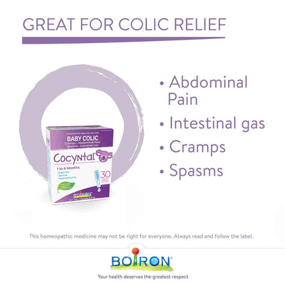 Boiron Cocyntal 60 drinkable unit-doses (Twin Pack) used for infant colic: abdominal pain, cramps, spasms and intestinal gas. Age: 1 to 6 months. Day and Night use. 🍁 All In One Marketplace Canada