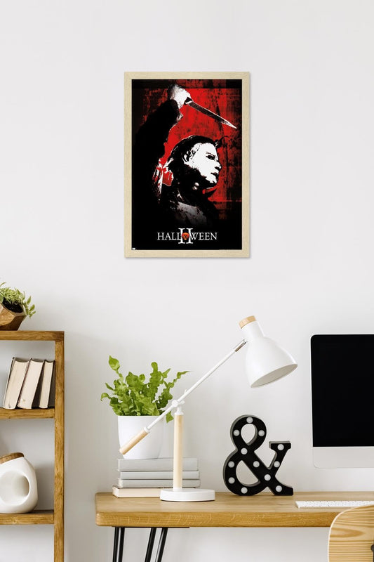 Halloween II - Red Wall Poster, 22.4L" x 14.7W", Blonde Framed Version