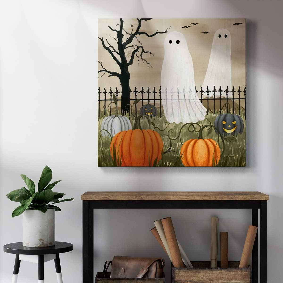 Renditions Gallery Modern Canvas Wall Art Pictures for Office Decorations Halloween Hunted Pumpkin Patch Premium Wall Hanging Wooden Artwork for Livingroom Kitchen Paintings - 10"X10" LT508