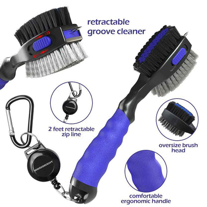 THIODOON 2 Pack Golf Club Brushes and Groove Cleaner 2 ft Retractable Zipline Carabiner Oversized Golf Brush Head with Retractable Spike Comfortable Grip Golf Club Cleaner 🍁 All In One Marketplace Canada