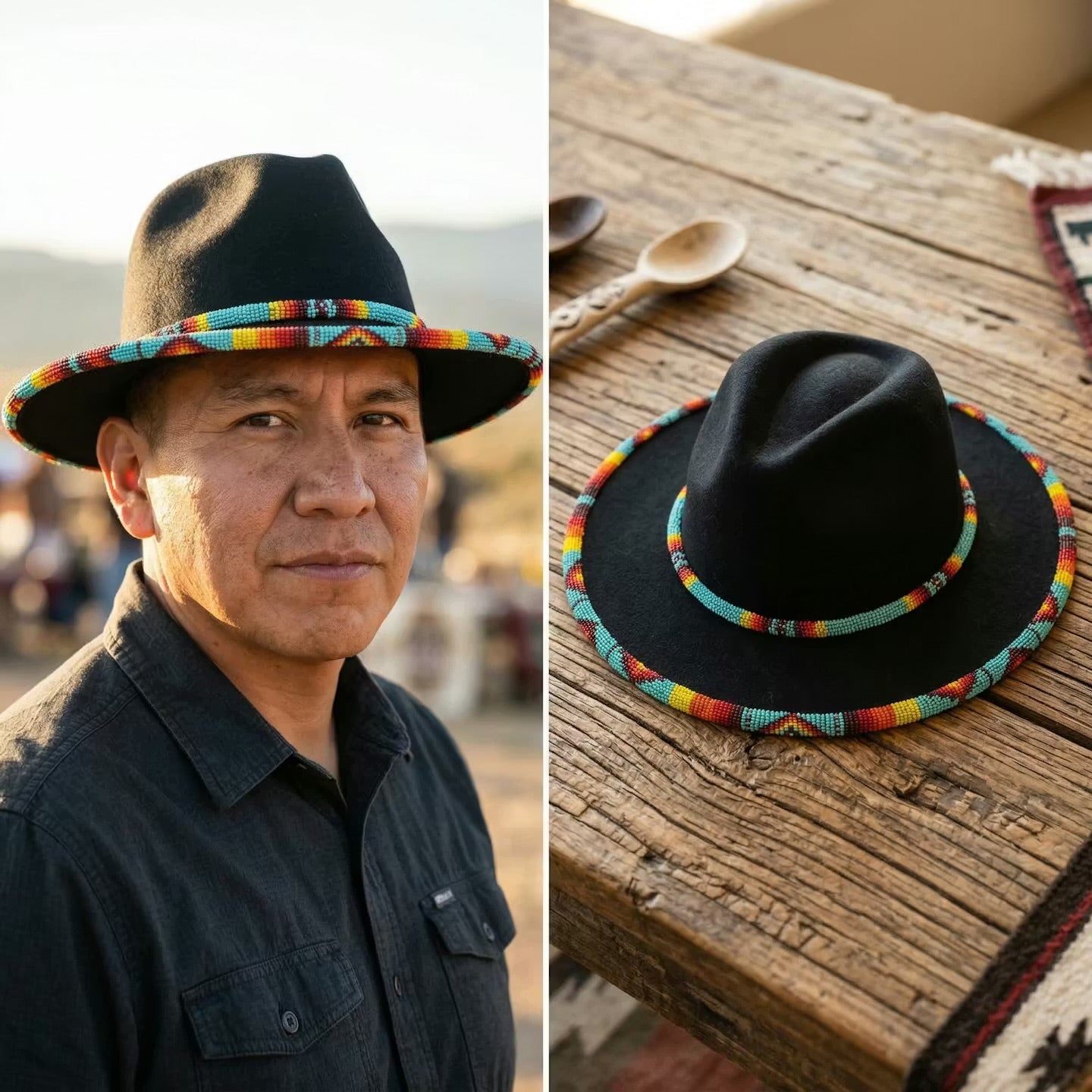 Size-59 Handmade Beaded Hat