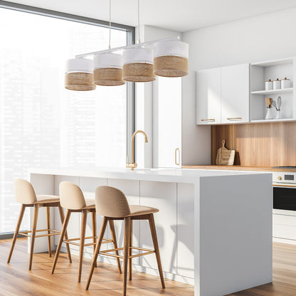 Linobianco 4-Light Linen Pendant Light for Kitchen Island & Dining Table