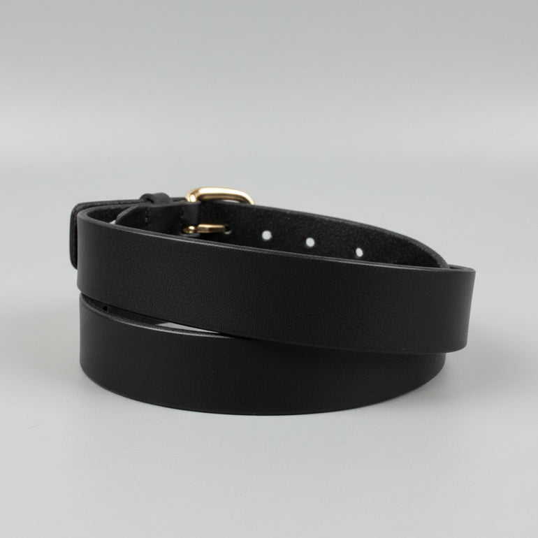 Keldon Women’s Italian Leather Belt with Rose Gold Roller Buckle