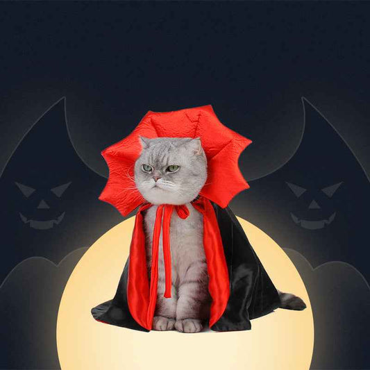 Halloween Dog & Cat Costume – Vampire King Cloak with Spooky Black Design