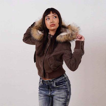 Women's American Retro Hooded Short Jacket