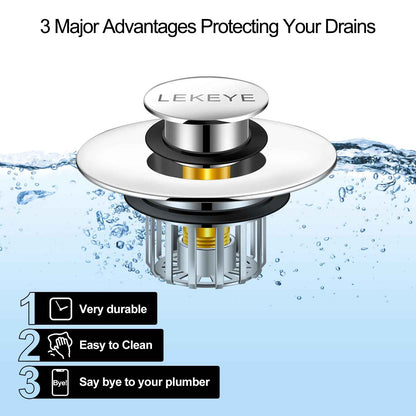 LEKEYE Tub Stopper | Shower Drain Hair Catcher | Pop-up Drain Stopper with Strainer | Bathroom Bathtub Plug | Drain Protector for 1-1/2 to 1-3/4" Bath Drain Hole 🍁 All In One Marketplace Canada