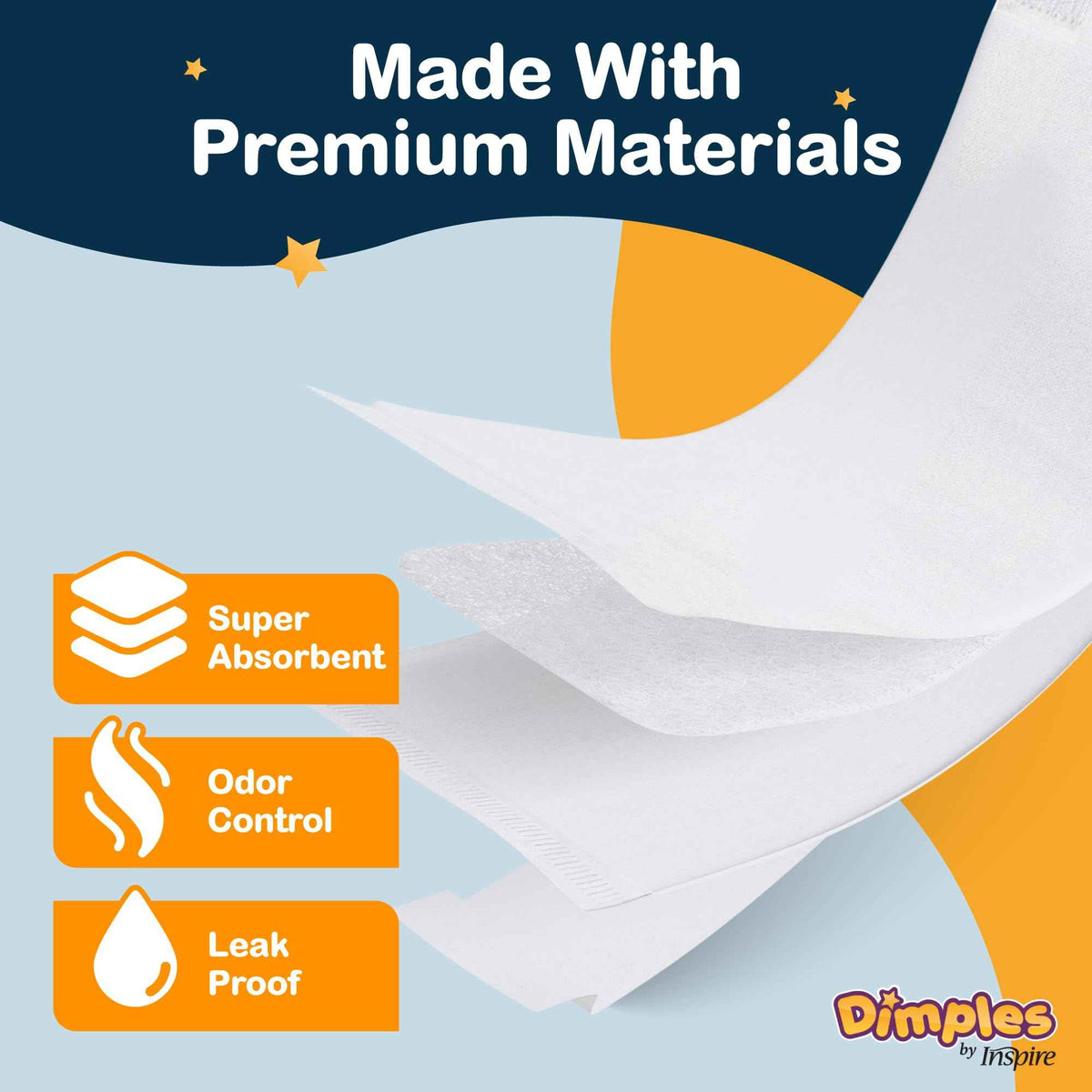 Inspire Dimples Booster Pads, Baby Diaper Doubler with Adhesive - Boosts Diaper Absorbency - No More leaks 30 Count (with Adhesive for Secure Fit) (30 Count) 🍁 All In One Marketplace Canada