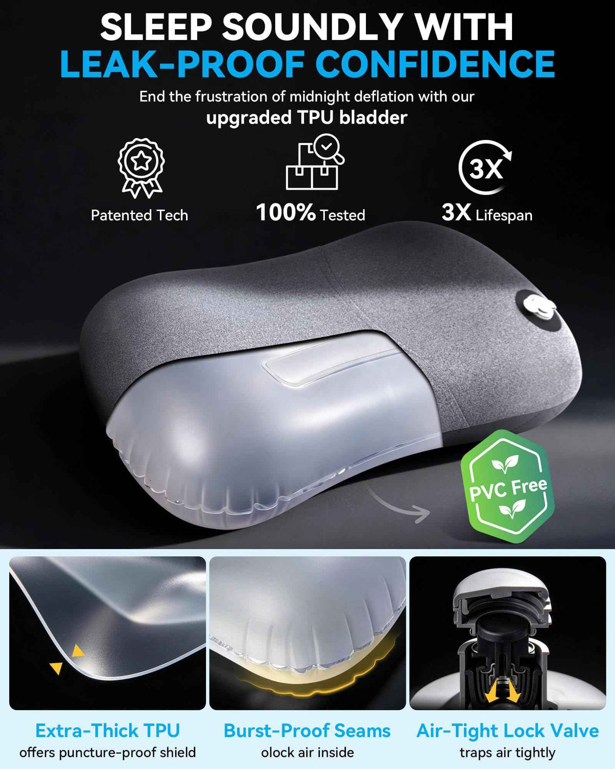 Hikenture Camping Pillow with Removable Cover-Ultralight Inflatable Pillow for Neck Lumber Support-Upgrade Backpacking Pillow-Washable Travel Air Pillows for Camping, Hiking, Backpacking (Grey) 🍁 All In One Marketplace Canada