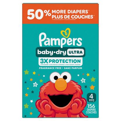 Pampers Baby Dry Ultra Diapers, Size 4 (22-37 lbs), 156 Count, Absorbent Disposable Diapers 🍁 All In One Marketplace Canada