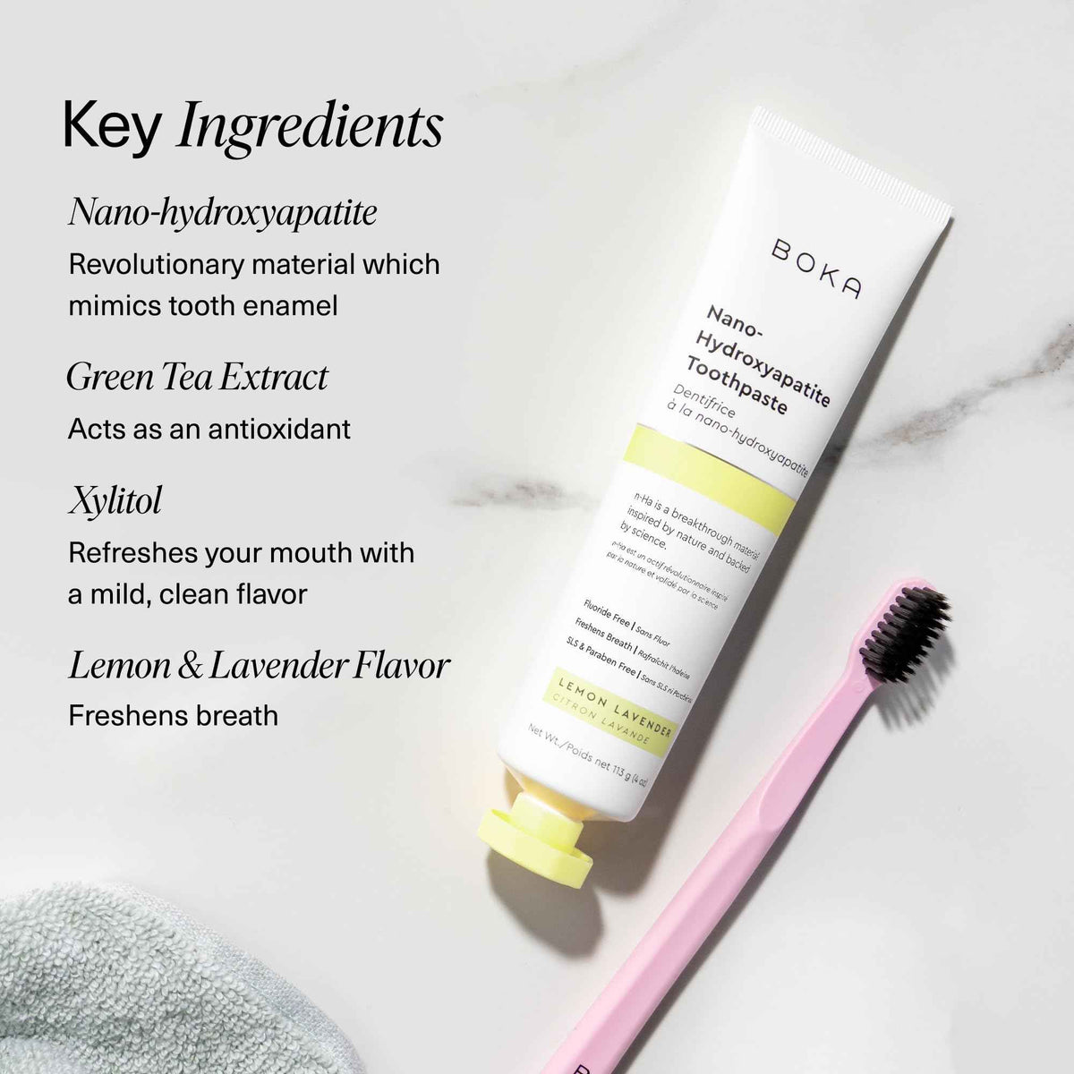 Boka Fluoride Free Toothpaste, Nano Hydroxyapatite Toothpaste, Appropriate for Sensitive Teeth - for Adult Oral Care - Lemon Lavender Flavor, 4 Fl Oz (113g) 1Pk 🍁 All In One Marketplace Canada