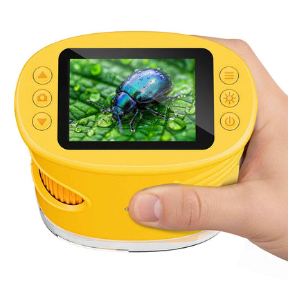 Temodu Kids Microscope 2.0" Screen 1000X Digital Microscope for Kids, Mini Pocket Handheld Microscopes for Children Birthday Festival Gift, Science Education Fun Toys for Boys Girls Ages 4-12 (Yellow) 🍁 All In One Marketplace Canada