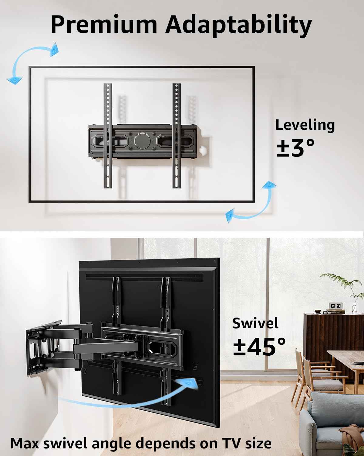 MOUNTUP TV Wall Mount for 26-65 Inch Flat Curved LED LCD Screen TVs Full Motion TV Mount, Tilt Swivel Extension Wall Mount TV Bracket with Dual Articulating Arms, Max VESA 400x400mm, Holds up to 99lbs 🍁 All In One Marketplace Canada