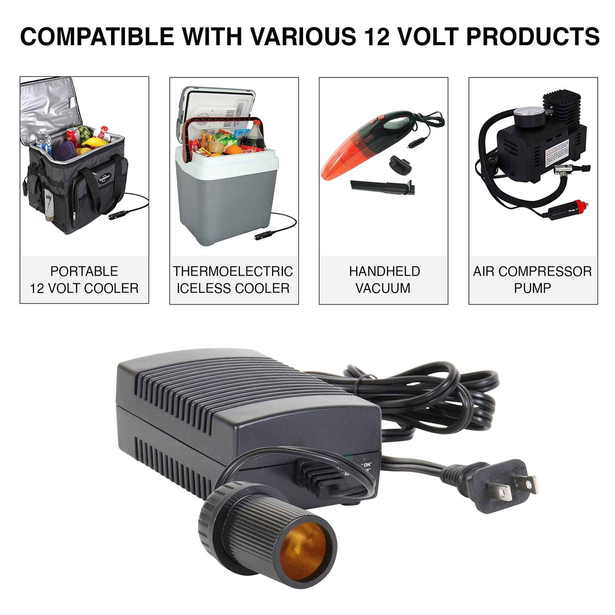 Koolatron Power Adapter - 12V 5A Converter for Car Fridge, Portable Devices, Vehicle Supplies, Replacement Cable, Extender Charger, Wall Outlet, Transformer for Cooler, 110V AC to 12V DC 🍁 All In One Marketplace Canada