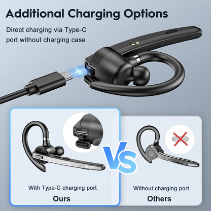 New bee Bluetooth Headset V5.1, 72H Talktime Wireless Bluetooth Earpiece for Cellphone with 500mah Charging Case Dual Mic Noise Cancelling Hands-Free Earphones for Office Driver Calls 🍁 All In One Marketplace Canada