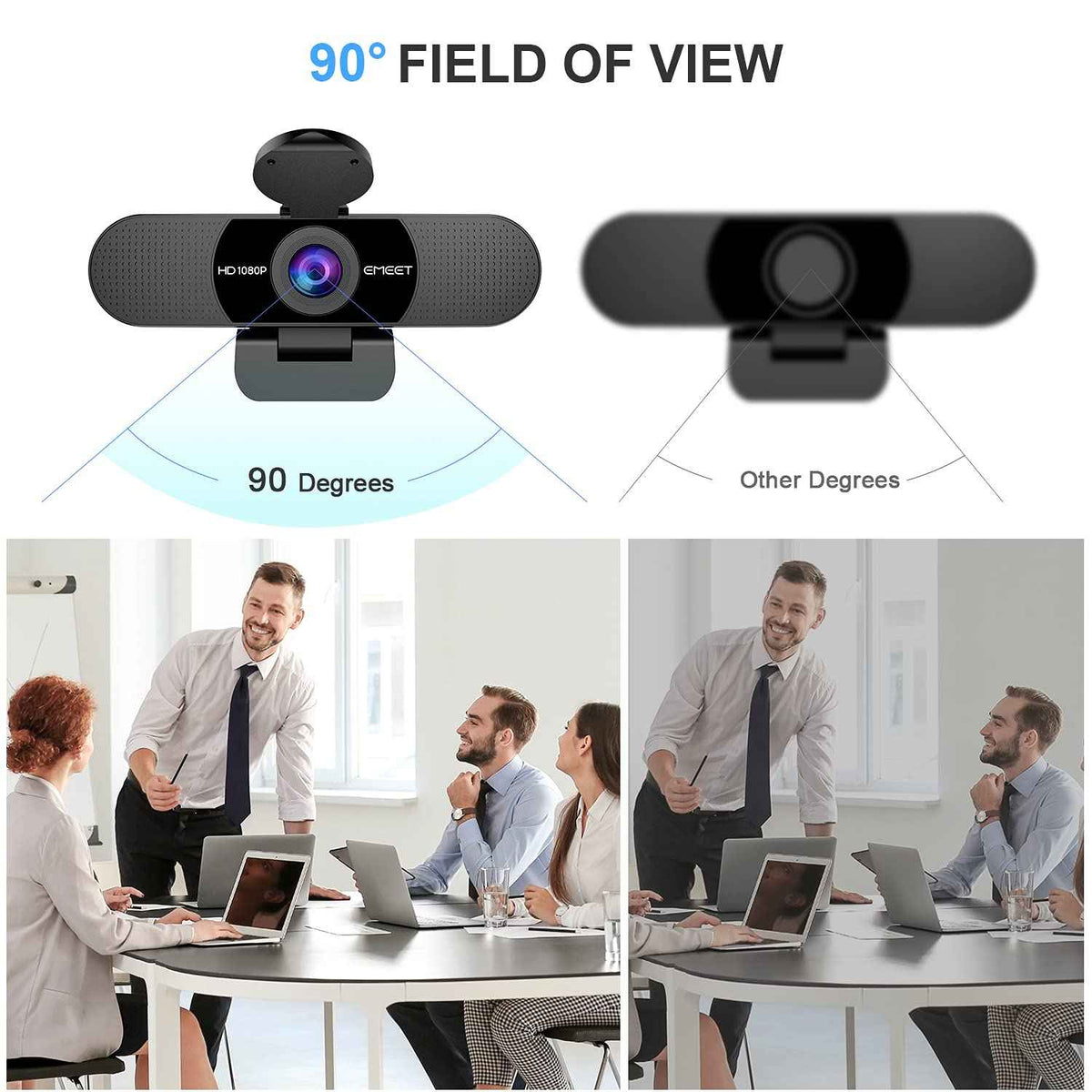 EMEET 1080P Webcam with Microphone, C960 Web Camera, 2 Mics Streaming Webcam, 90°FOV Computer Camera, Plug and Play USB Web Cam for Online Calling/Conferencing, Zoom/Teams/Facetime/YouTube, Laptop/PC 🍁 All In One Marketplace Canada