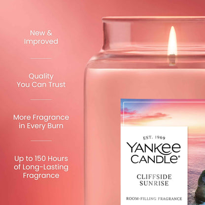 Yankee Candle Large Jar Scented Candle with up to 150 Hour Burn Time, Premium Plant Wax Blend for Cleaner Consistent Burn and Room Filling Fragrance, 22 oz, Cliffside Sunrise 🍁 All In One Marketplace Canada