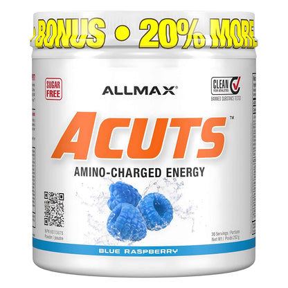 ALLMAX ACUTS Amino Energy Powder with Amino Acids Supplement, Blue Raspberry, 36 Servings, Caffeine, Green Coffee Extract, 2000 mg Taurine, L-Carnitine, Sugar Free, Gluten & Dye Free, Amino Acid Drink 🍁 All In One Marketplace Canada