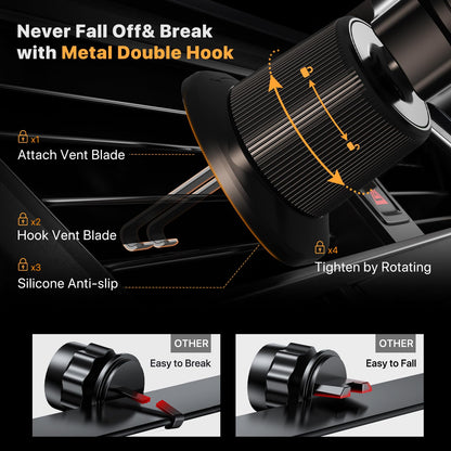 Miracase Phone Holder Car Mount:Universal Air Vent Cellphone Stand Brakect with Metal Hook Clip,360 Rotating Carmount Accessories for iPhone 17/16/15/14/13/12 Pro Max,Galaxy,Camera,Black 🍁 All In One Marketplace Canada
