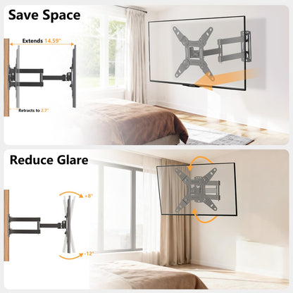 Full Motion Articulating TV Wall Mount Bracket with Swivel Tilt Extension & Rotation, Adjustable Arms for 13-42 Inch Flat/Curved LED LCD TVs & Monitors, Max 44lbs VESA 200x200mm 🍁 All In One Marketplace Canada
