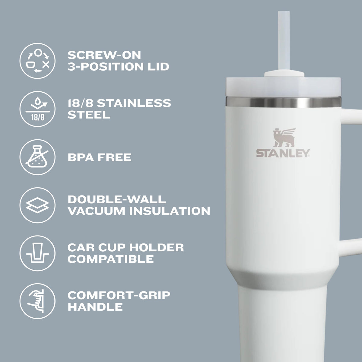Stanley Quencher H2.0 Tumbler with Handle and Straw 30 oz | Flowstate 3-Position Lid | Cup Holder Compatible for Travel | Insulated Stainless Steel Cup | BPA-Free | Black 2.0 🍁 All In One Marketplace Canada