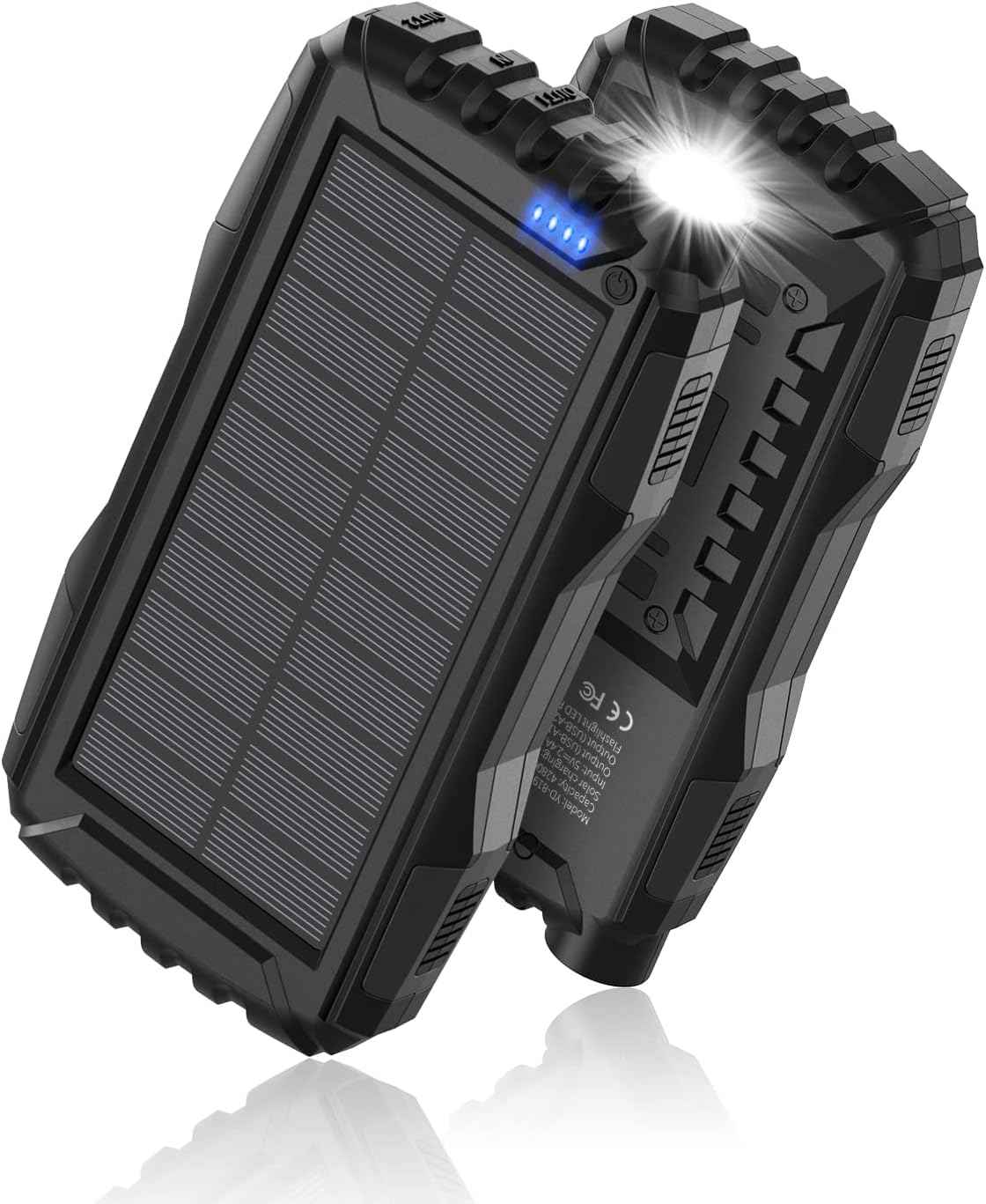 Solar Charger, Power Bank, 42800mAh Portable Charger Power Bank External Battery Pack 5V3.1A Qc 3.0 Fast Charger Built-in Super Bright Flashlight (Black) 🍁 All In One Marketplace Canada