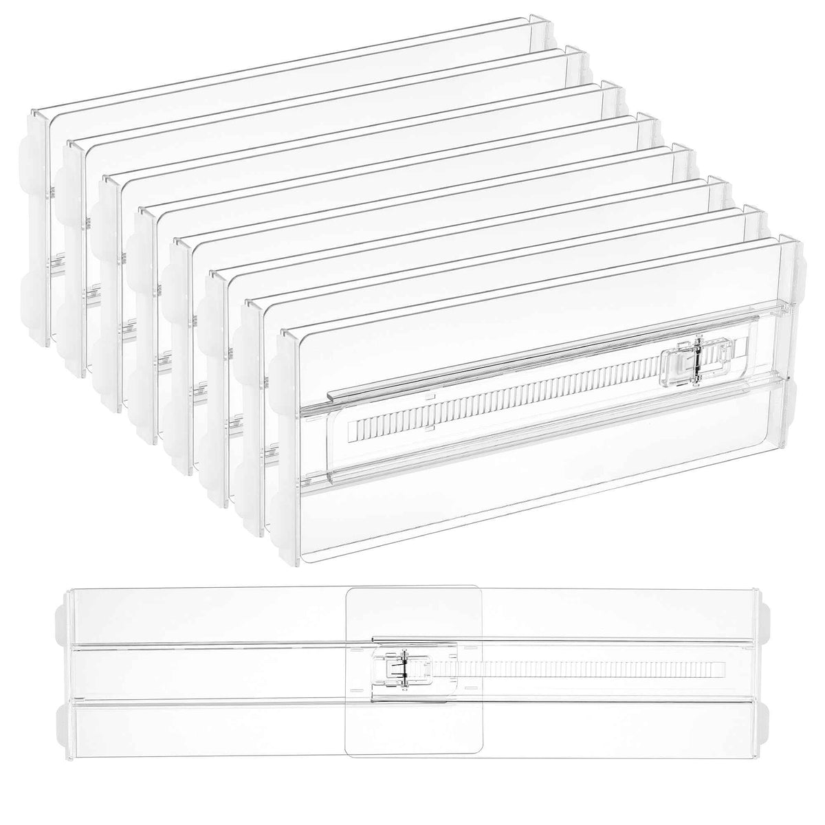 Vtopmart 8 Pack Drawer Dividers for Clothes, Adjustable 4" High Expandable from 10.2"-16.5" Dresser Drawer Organizer, Clear Plastic Dresser Organizer for Baby Clothes, Underwear, Socks 🍁 All In One Marketplace Canada