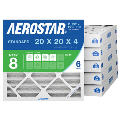 Aerostar 20 x 20 x 4 MERV 8 Pleated Air Filter, Pleated (Pack of 6) 🍁 All In One Marketplace Canada