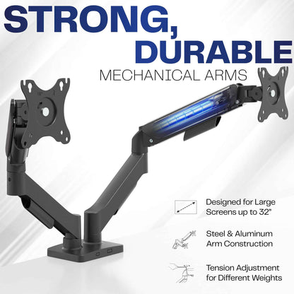 VIVO Dual Monitor up to 32 inches and 19.8 lbs per Screen, Pneumatic Arm Desk Mount, Articulating Counterbalance, VESA Stand, Classic, STAND-V002O 🍁 All In One Marketplace Canada