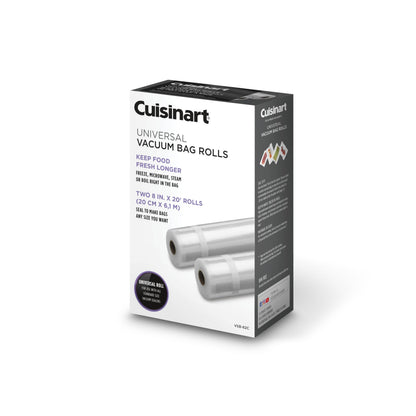 Cuisinart Universal Vacuum Food Saver Sealer Bags 2-Pack 8" x 20ft. Rolls (VSB-82C) BPA Free, Microwave & Freezer Safe , white 🍁 All In One Marketplace Canada