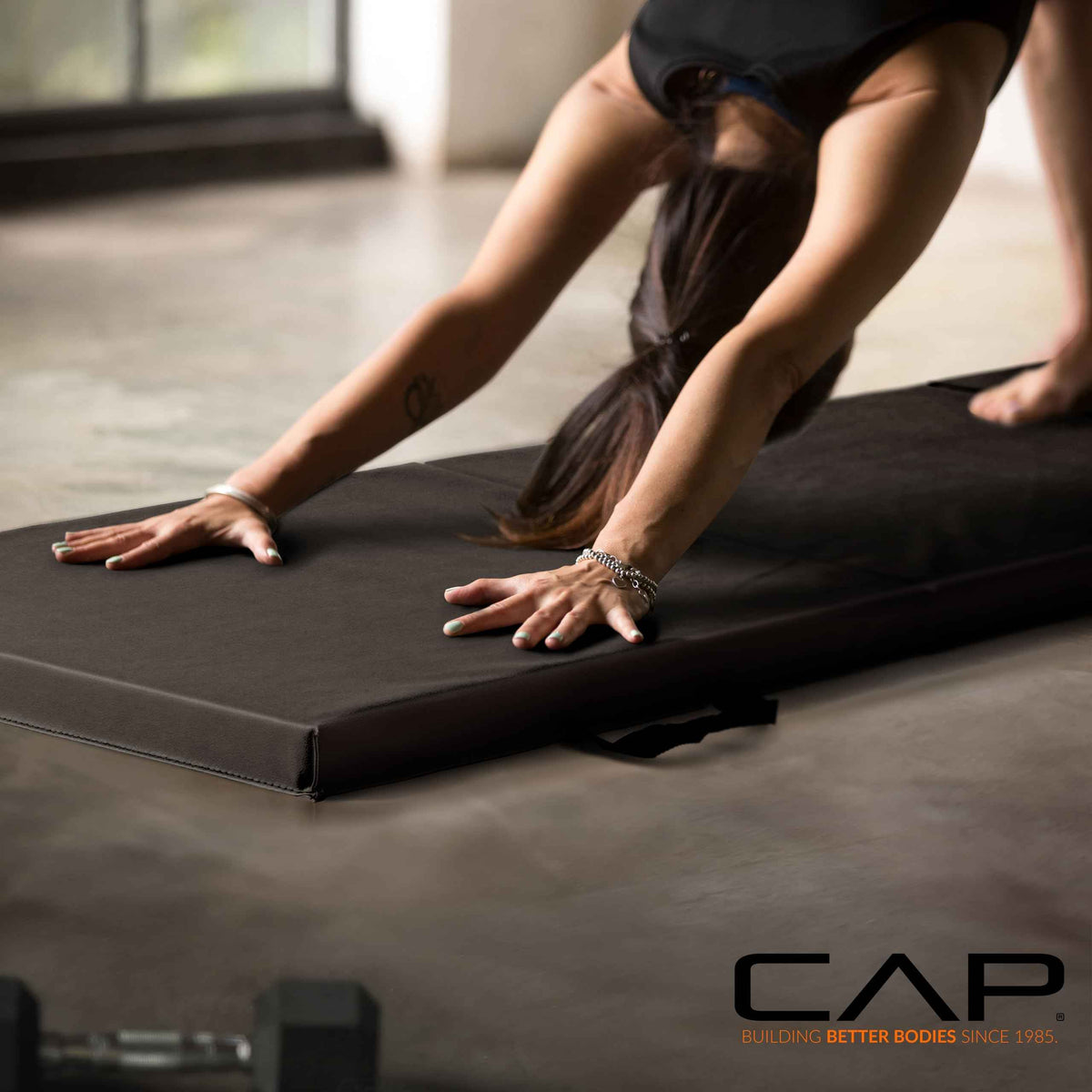 CAP Barbell Folding Exercise Mat – Durable, Anti-Tear, Thick Padding for Fitness, Aerobics, Gymnastics & Home Workouts. 72"L x 24"W x 2"Thick. BLACK 🍁 All In One Marketplace Canada