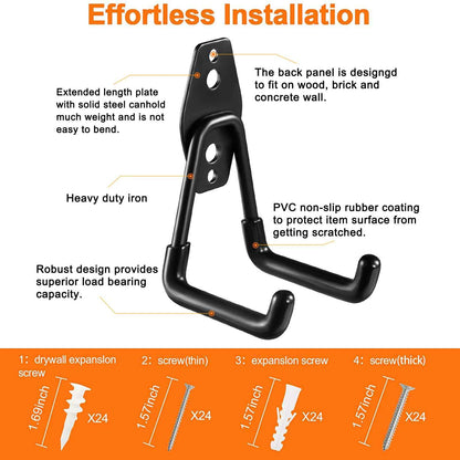 Garage Hooks Heavy Duty Utility Steel with Anti-Slip Coating Wall Mount Storage Organizer for Hanging Power and Garden Tools, Ladders, Hose, Bikes, Ropes, Bulk Items, and More (12 Pack Orange) 🍁 All In One Marketplace Canada