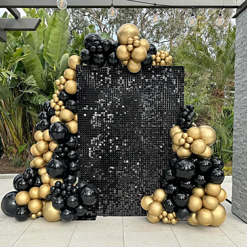 Black Sequin Backdrop Panels 3ftx6ft Glitter Shimmer Wall Background Graduation Party Backdrop for Birthday Anniversary Halloween Engagement Glitter Decor